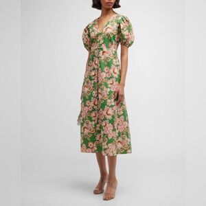 Misa Los Angeles Betty Balloon Sleeve Long Dress Kelly Blossoms